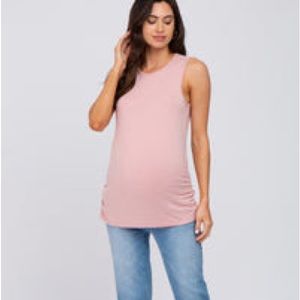 Light Pink Sleeveless Ruched Maternity Top - Size XL from Pink Blush Maternity